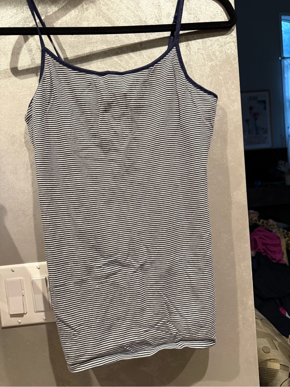 Source Unknown Navy and White Striped Tank Top